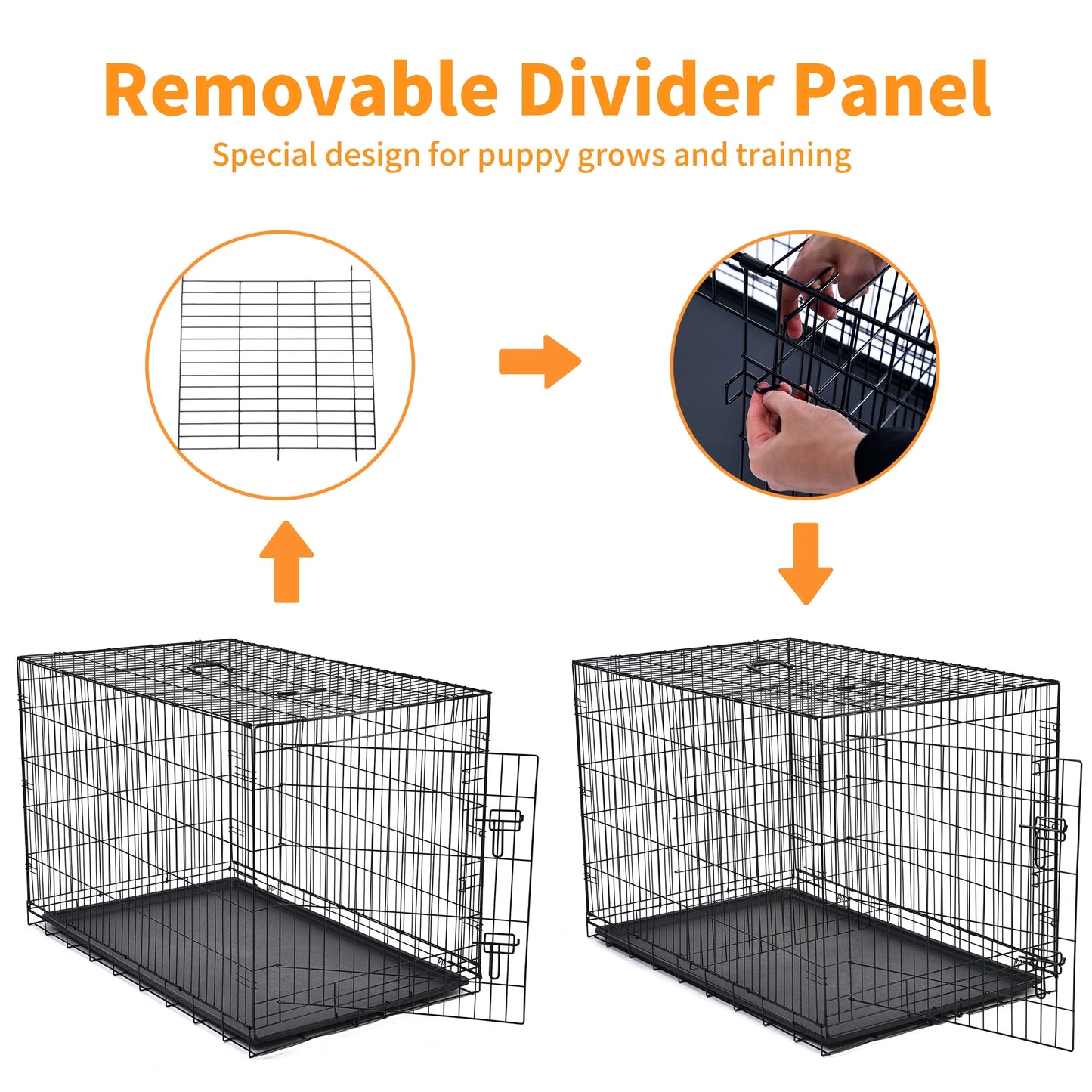 Max&Marlow 42Inch Single-Door Dog Crate, Foldable Metal Wire Dog Kennel with Tray for Large Dogs
