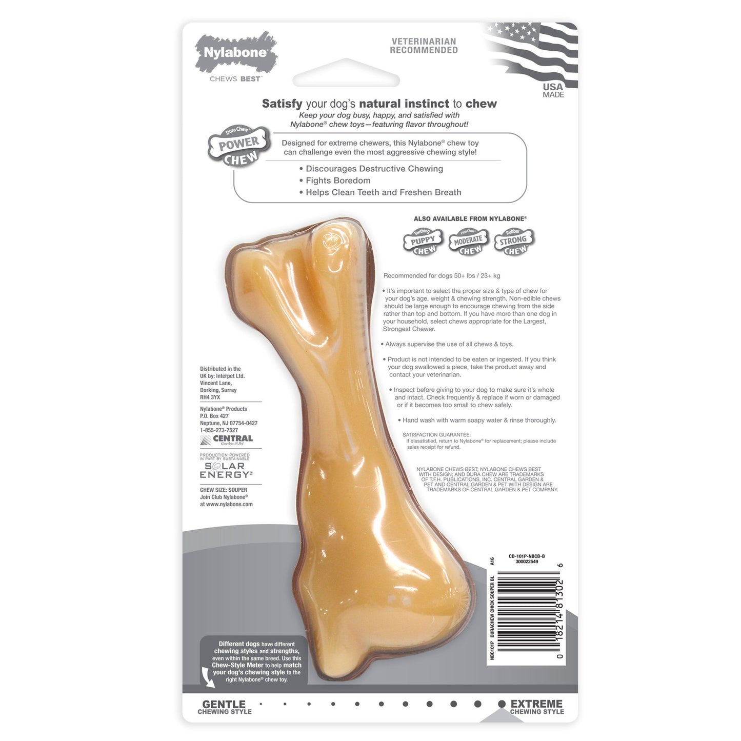 Beef Bone Power Chew Extra Durable Chew Toy for Big Dogs Chicken Flavor /Xx-Large/Monster - 50+ Lb