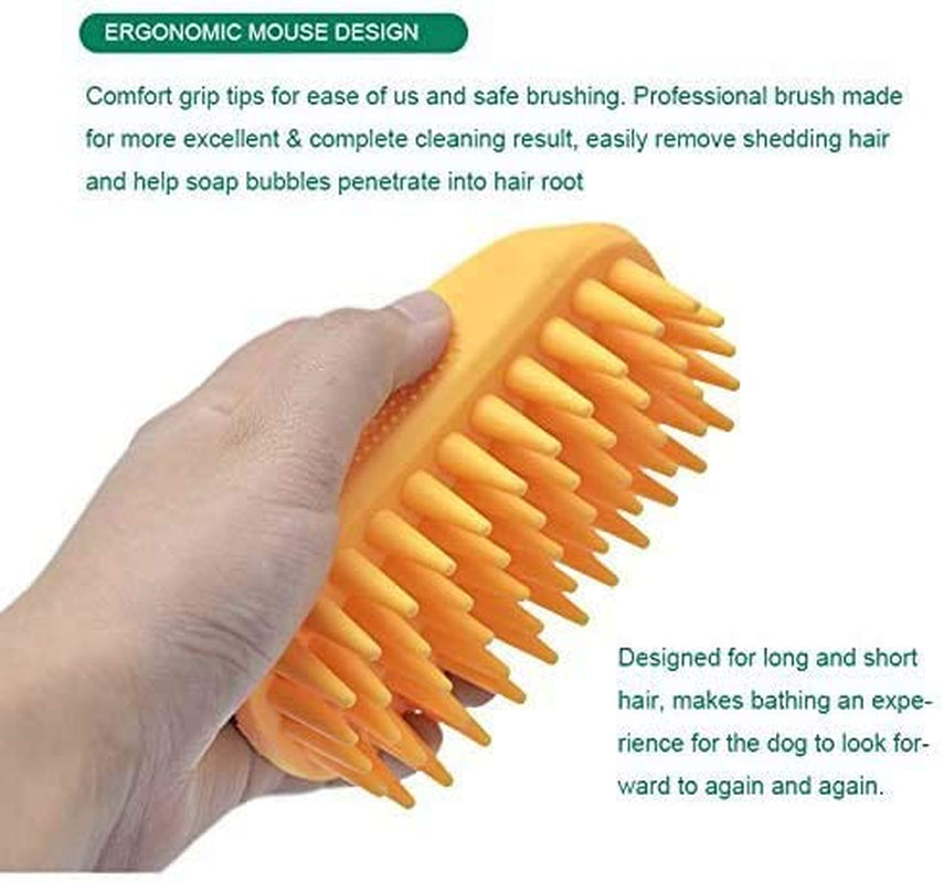 Pet Silicone Shampoo Brush for Long & Short Hair Medium Large Pets Dogs Cats, Anti-Skid Rubber Dog Cat Pet Mouse Grooming Shower Bath Brush Massage Comb (Blue (New))