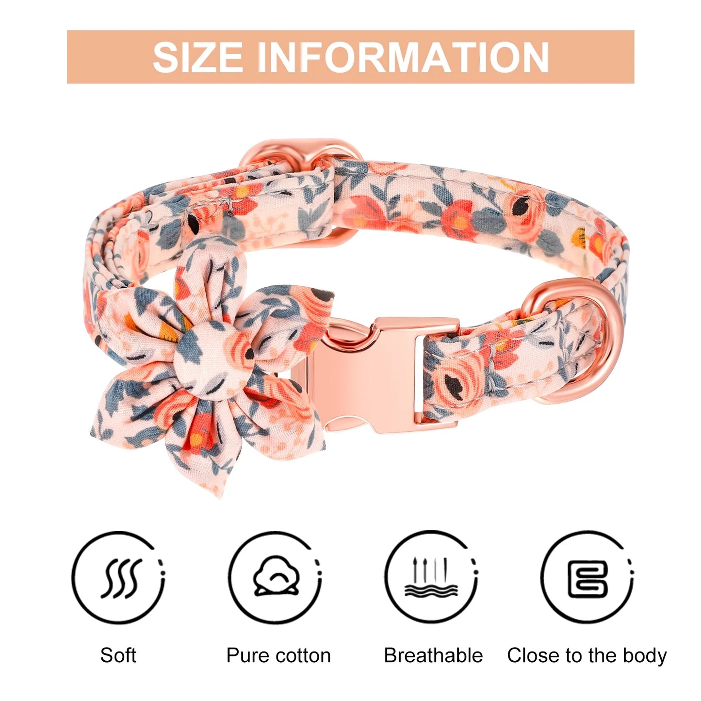4Pcs 10*16.5In Girl Puppy Collar Leash Set,Floral Leash,Bow Tie,Adjustable Metal Buckle,Flower Collar for Wedding Holiday Birthday Party(Orange-S)