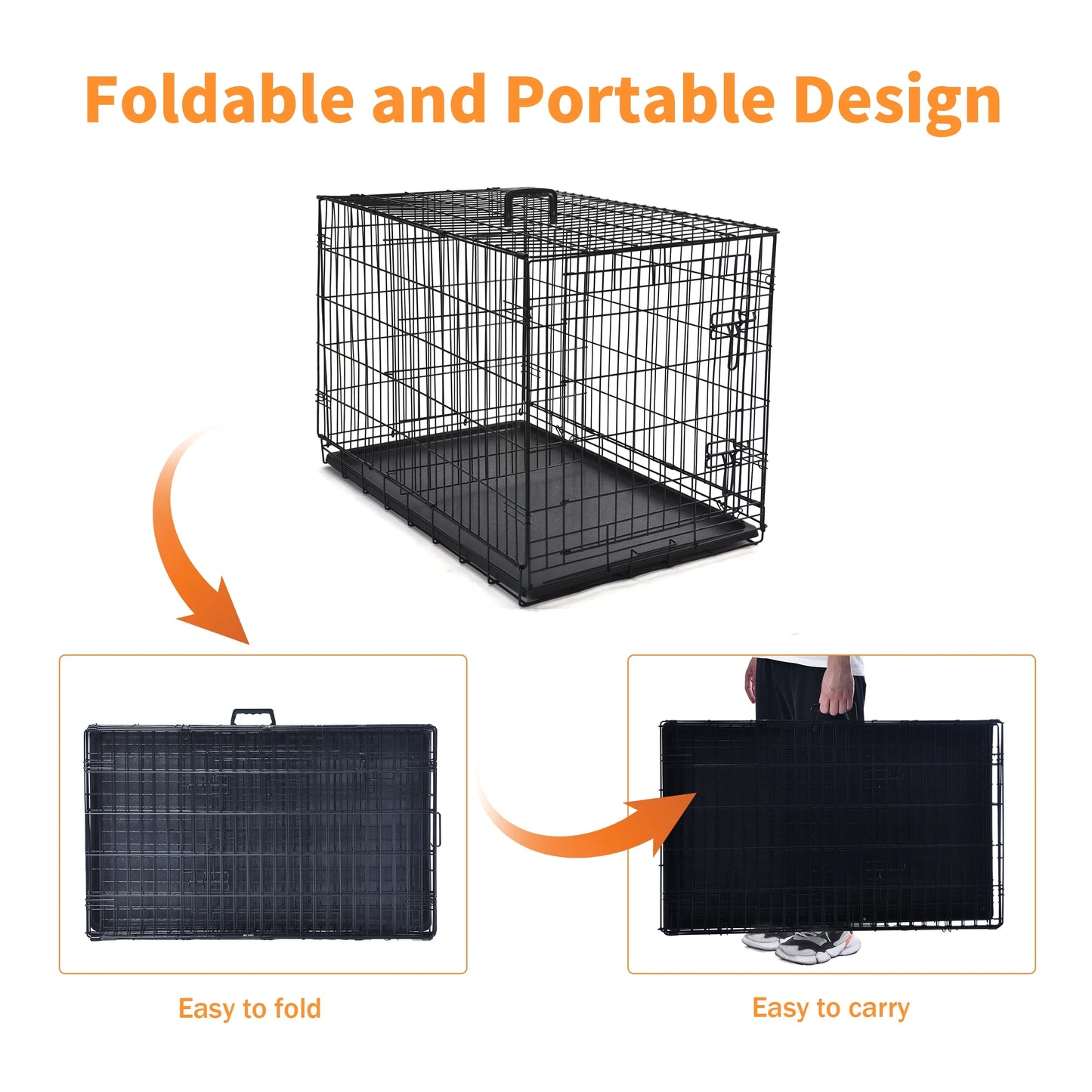 Max&Marlow 42Inch Single-Door Dog Crate, Foldable Metal Wire Dog Kennel with Tray for Large Dogs