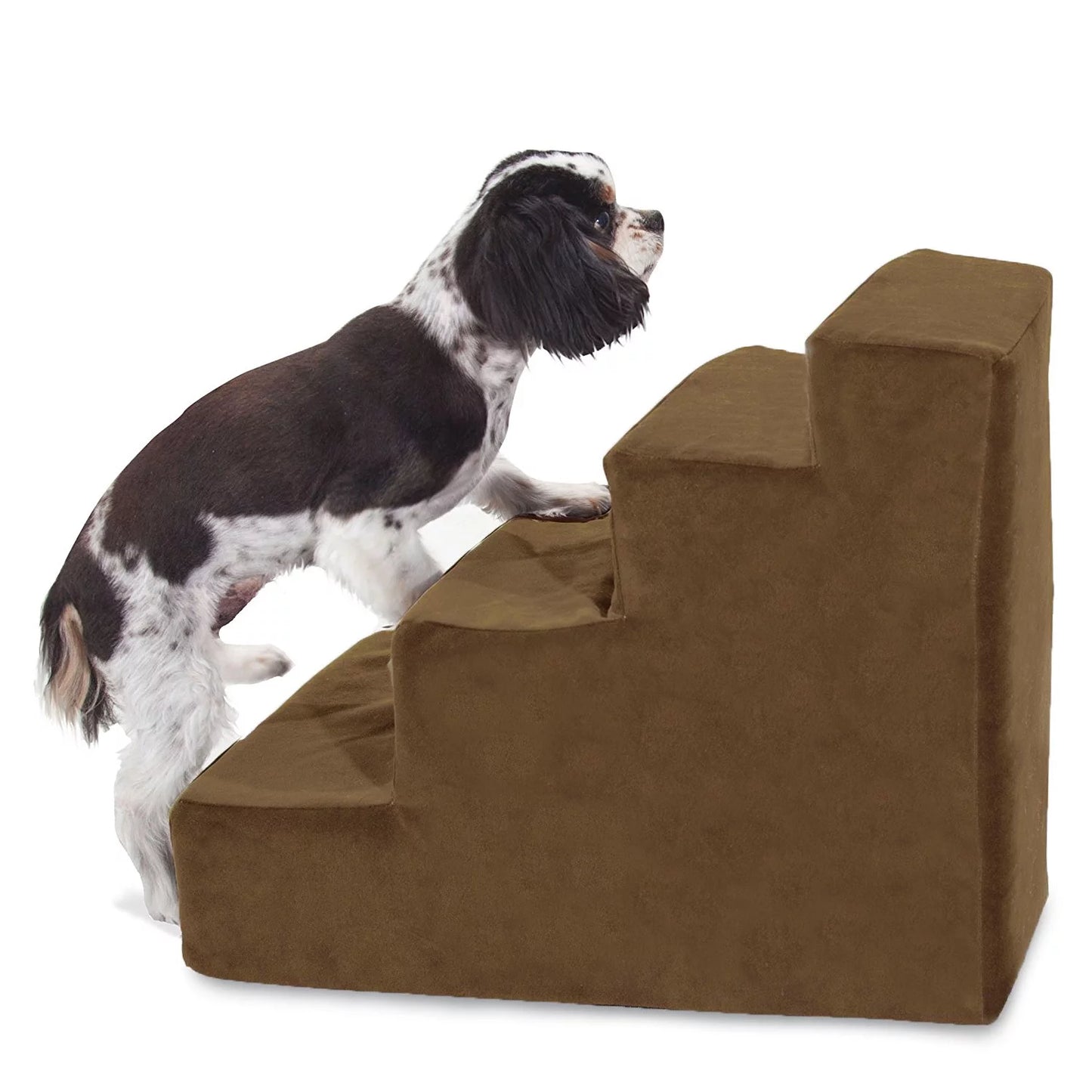 Portable Suede Pet Stairs Soft Sherpa Foam Step Steps for Dogs & Cats Perfect for Bed & Sofa