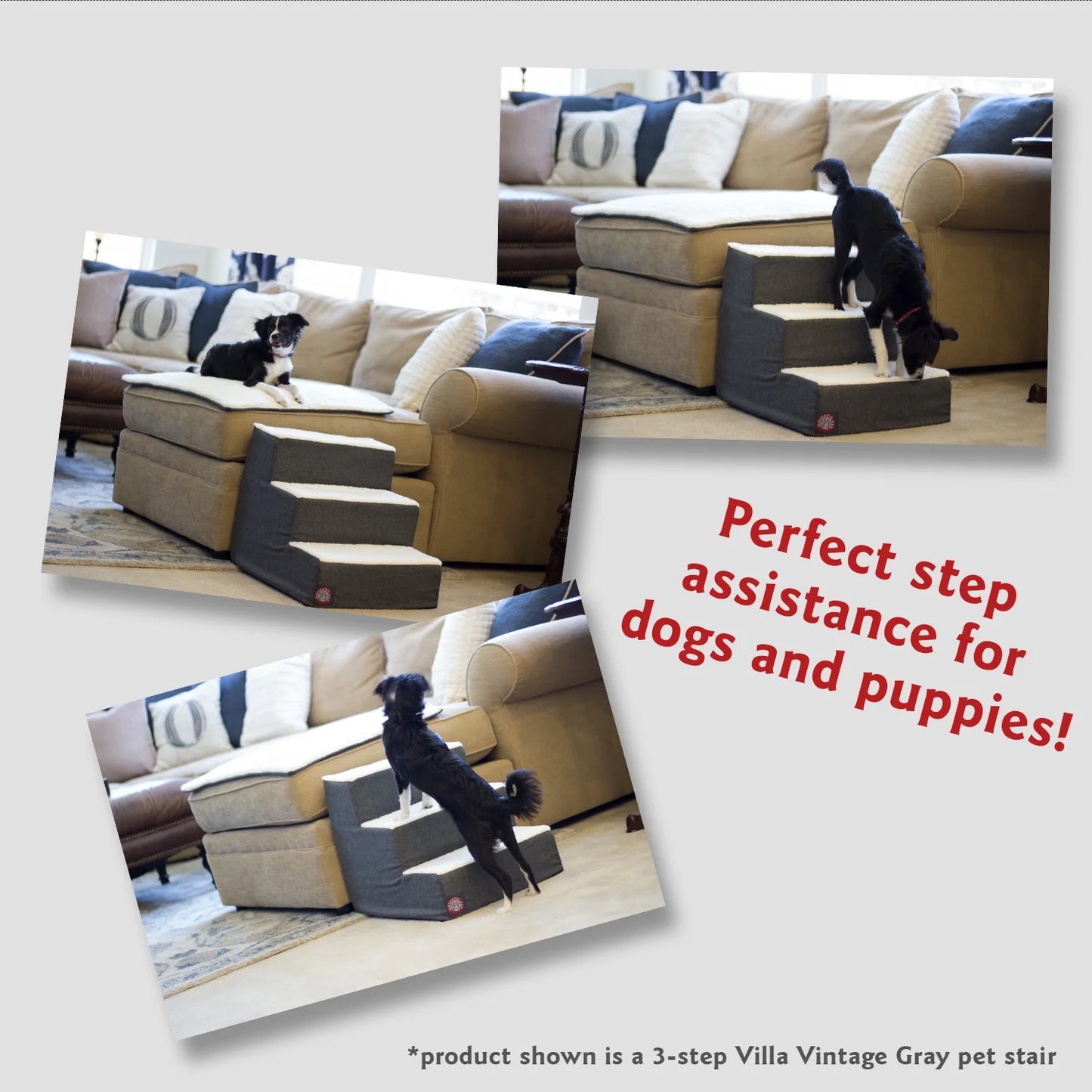 Portable Suede Pet Stairs Soft Sherpa Foam Step Steps for Dogs & Cats Perfect for Bed & Sofa