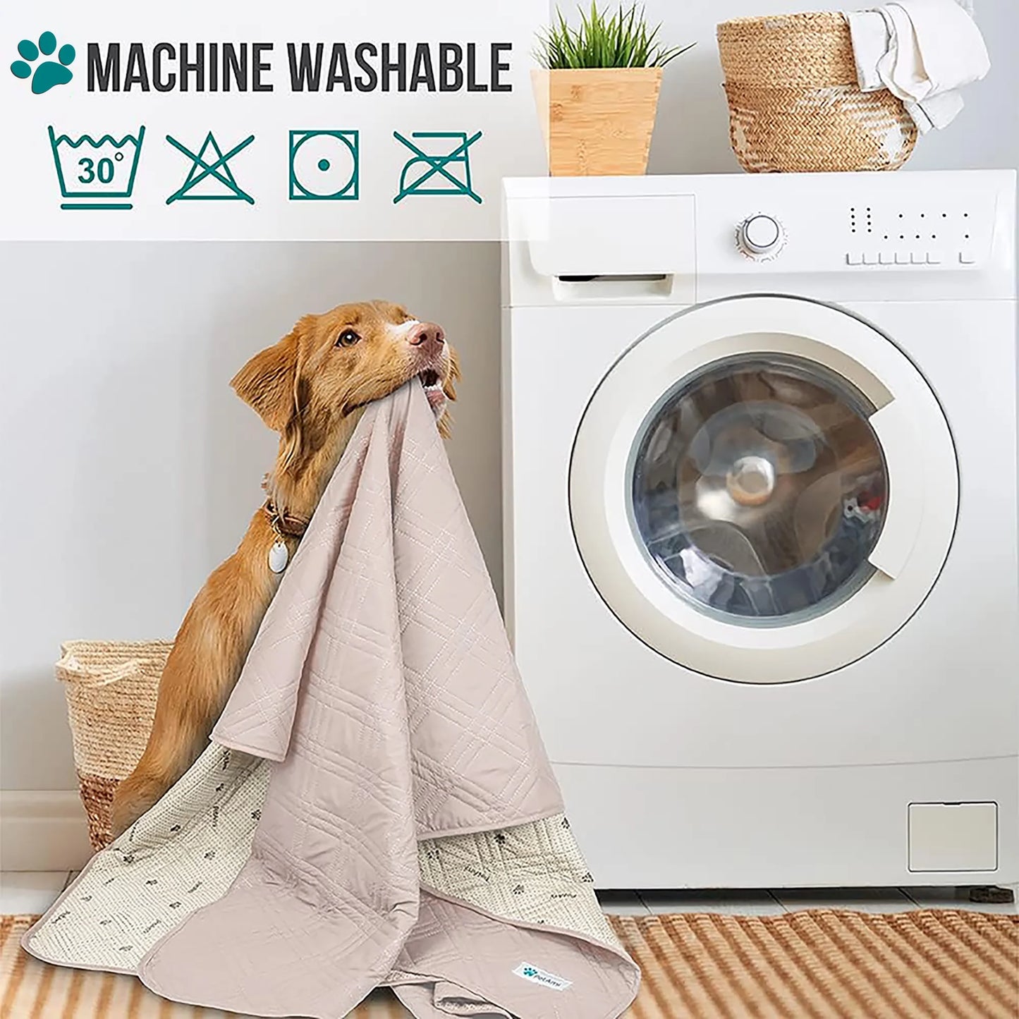 Waterproof Washable Microfiber Polyester Dog Bed Slipcovers, Beige