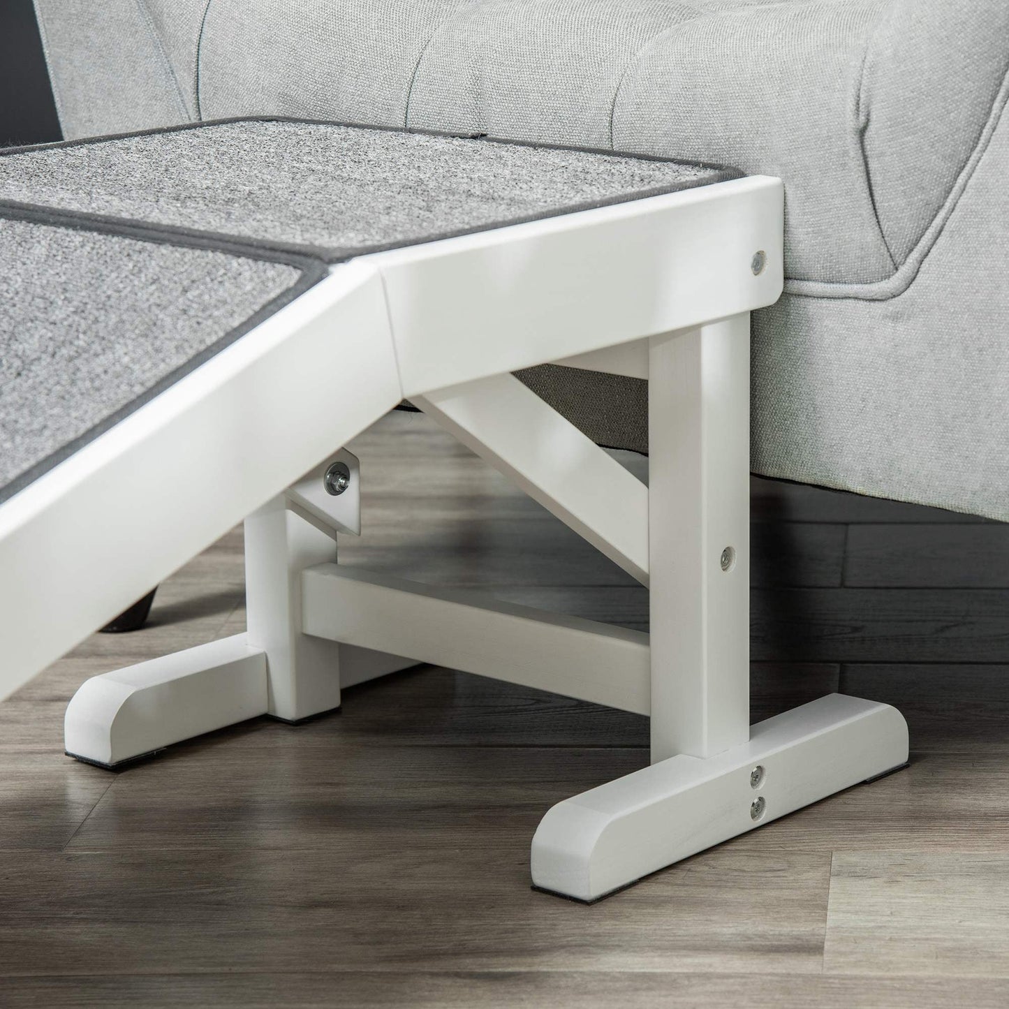49" Pet Ramp for Dogs & Cats with Non-Slip Carpet, White
