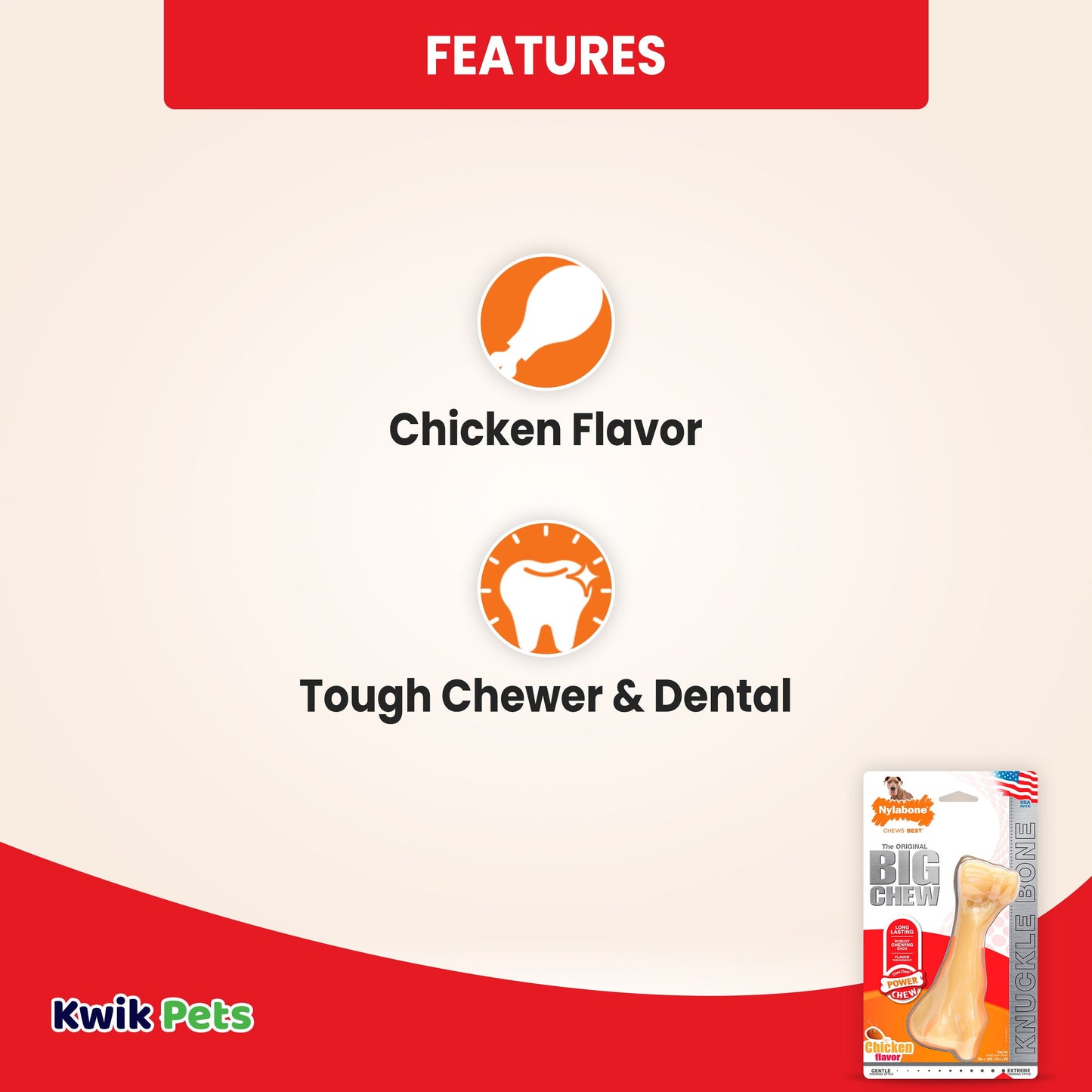Beef Bone Power Chew Extra Durable Chew Toy for Big Dogs Chicken Flavor /Xx-Large/Monster - 50+ Lb
