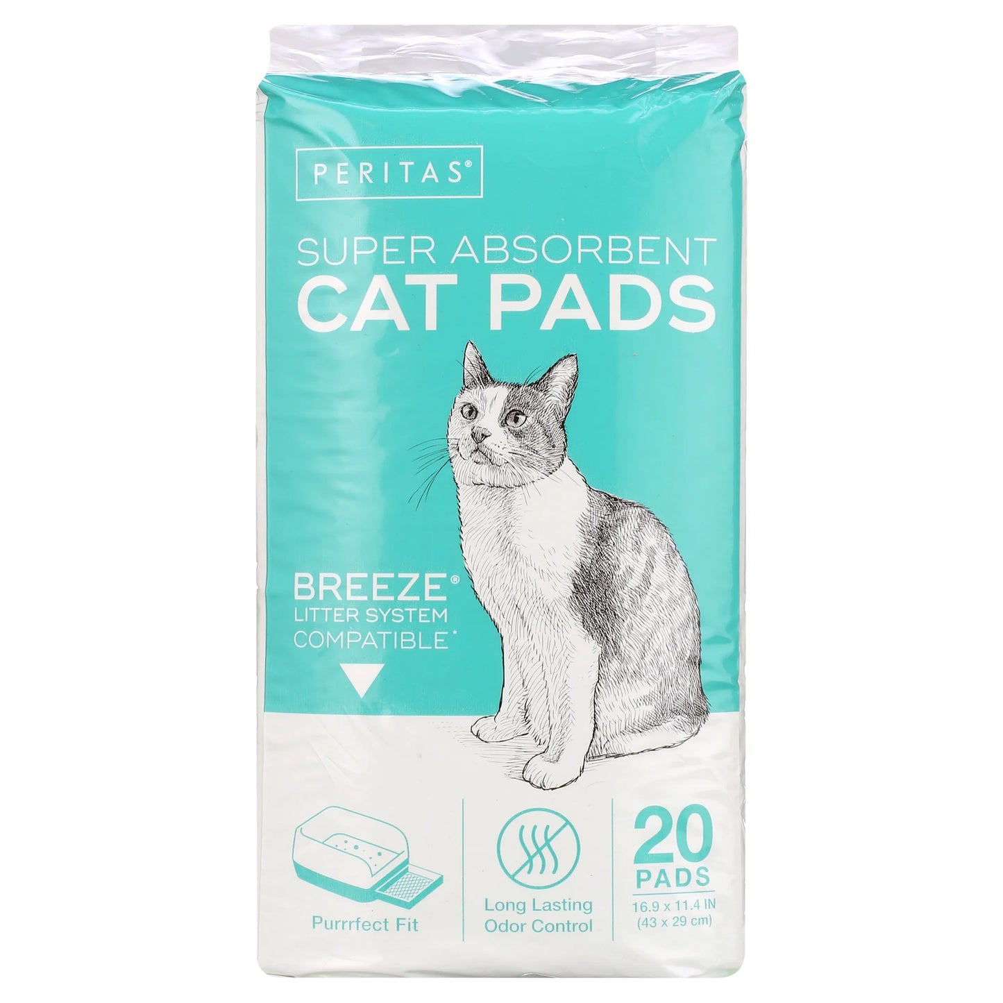 20Ct Cat Pads | Generic Refills for Tidy Cats Breeze Cat Litter Box Pads System | Cat Pee Pads 16.9'' X 11.4''