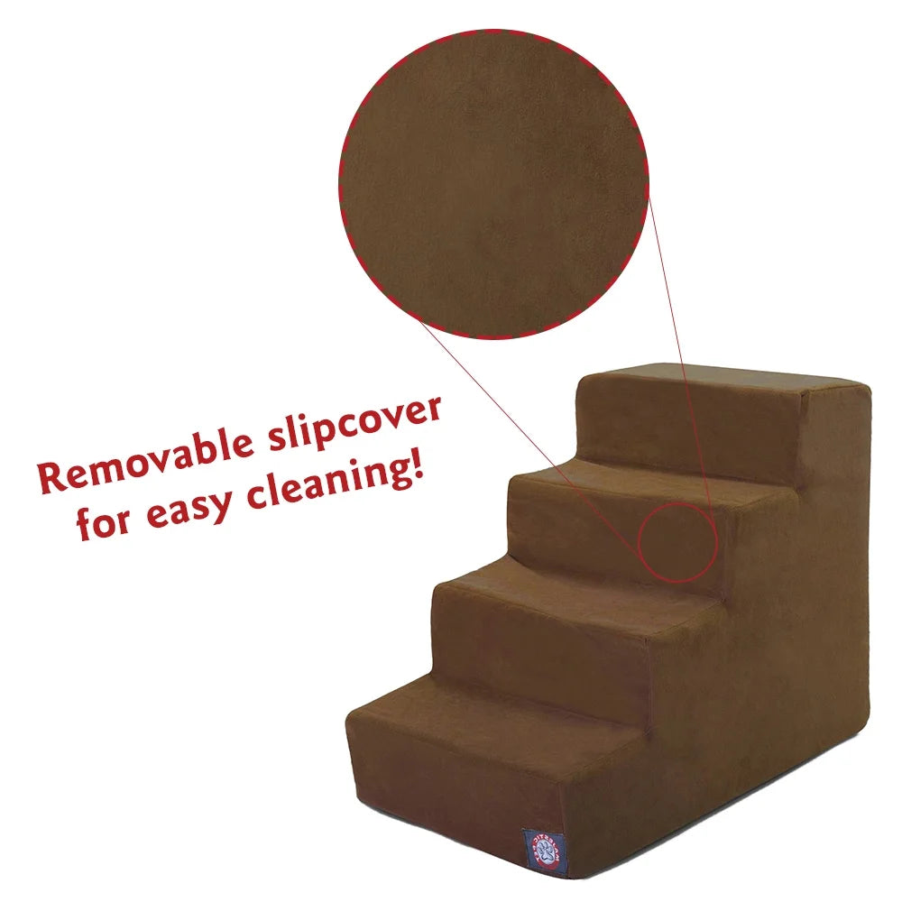 Portable Suede Pet Stairs Soft Sherpa Foam Step Steps for Dogs & Cats Perfect for Bed & Sofa