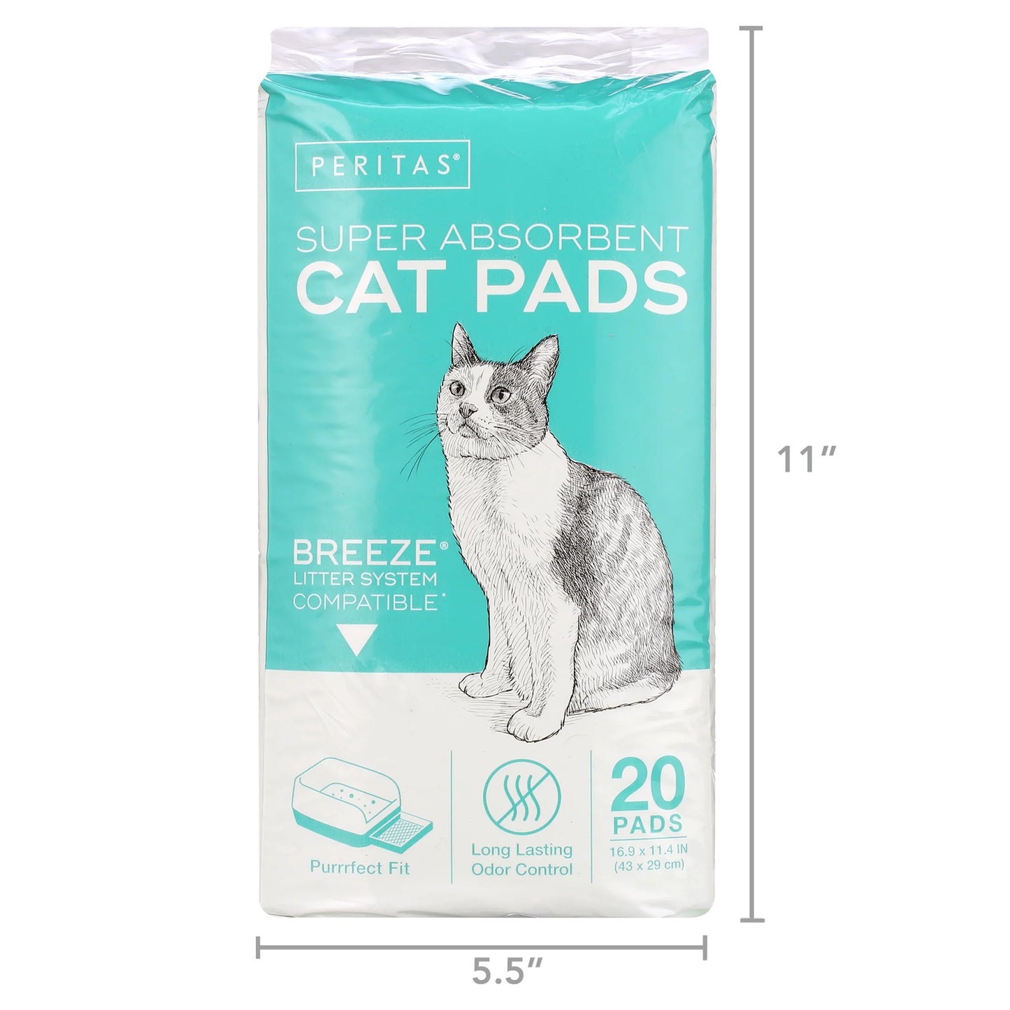 20Ct Cat Pads | Generic Refills for Tidy Cats Breeze Cat Litter Box Pads System | Cat Pee Pads 16.9'' X 11.4''