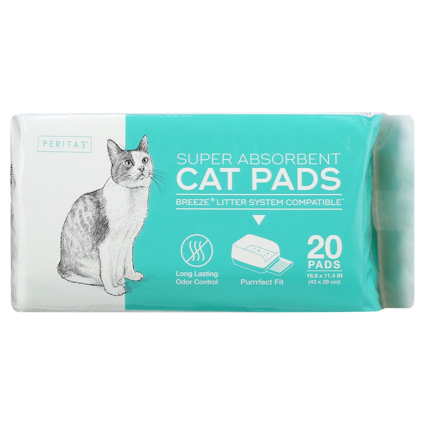 20Ct Cat Pads | Generic Refills for Tidy Cats Breeze Cat Litter Box Pads System | Cat Pee Pads 16.9'' X 11.4''
