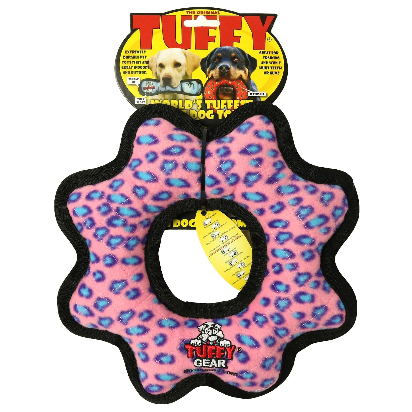 Ultimate Gear Ring Pink Leopard Durable Plush Squeaky Dog Toy