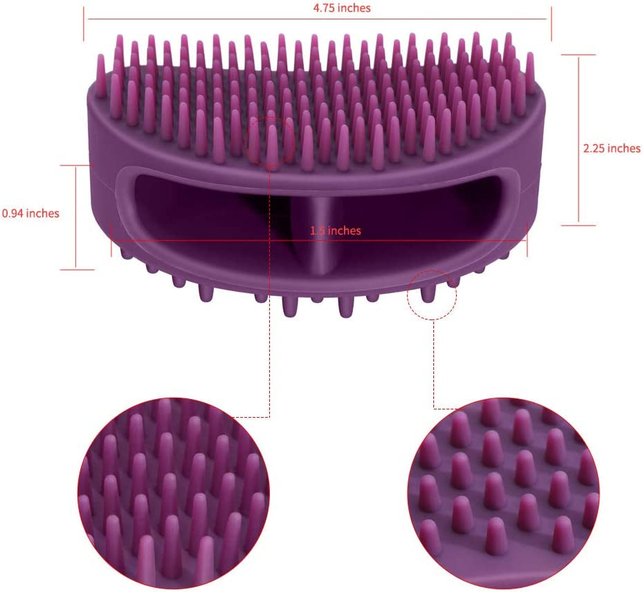 Dog Brush & Cat Brush, Soft Silicone Dog & Cat Grooming Brush, Pet Bath & Massage Brush for Cats and Dogs with Short or Long Hair, Cat Slicker Shedding Hair Brush Purple