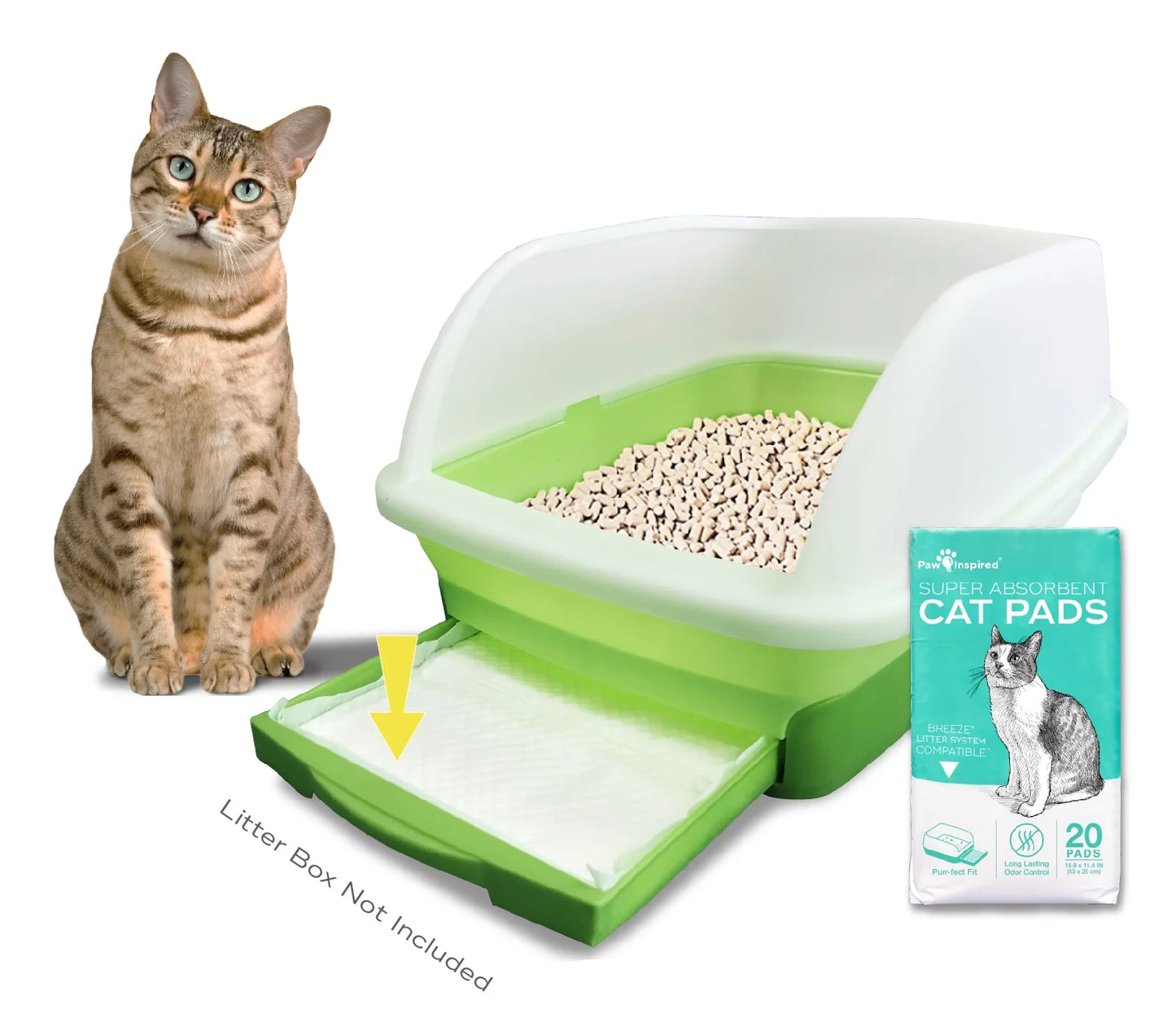 20Ct Cat Pads | Generic Refills for Tidy Cats Breeze Cat Litter Box Pads System | Cat Pee Pads 16.9'' X 11.4''