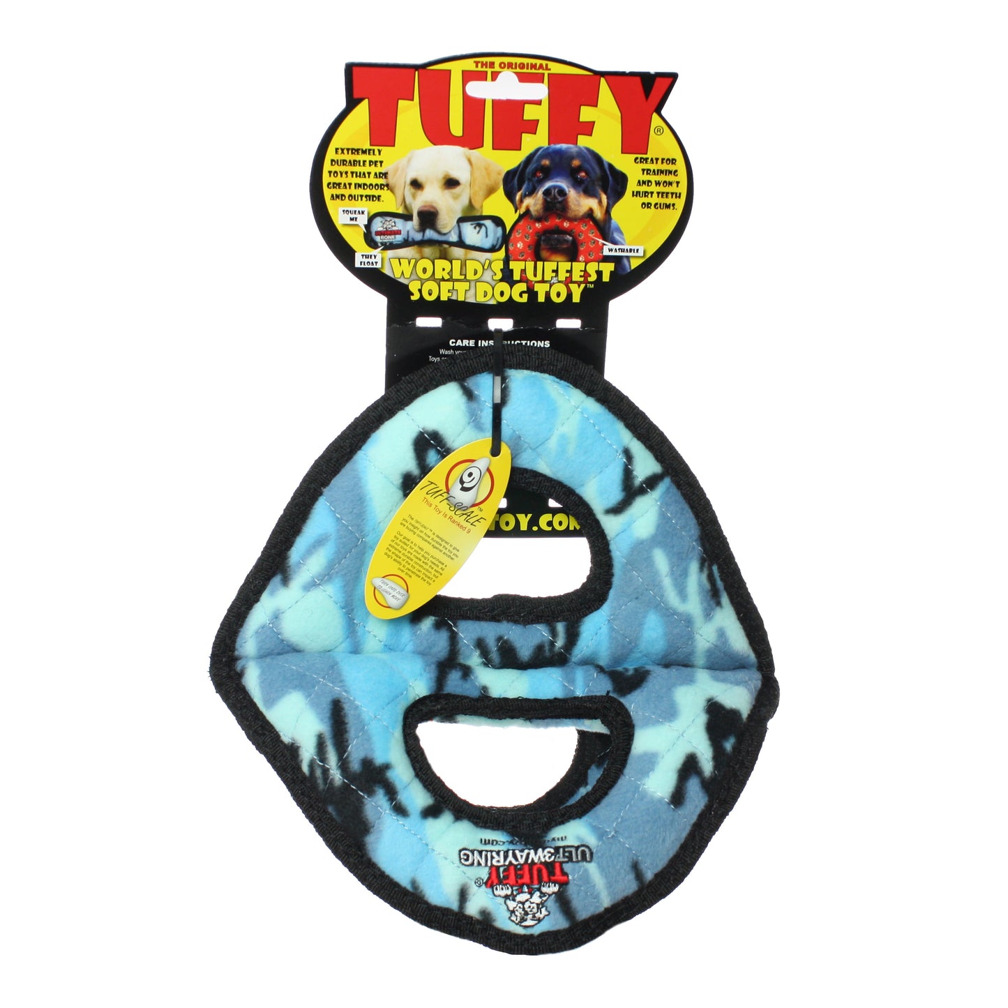 Tuffy Ultimate 3Wayring Camo Blue, Durable Squeaky Dog Toy
