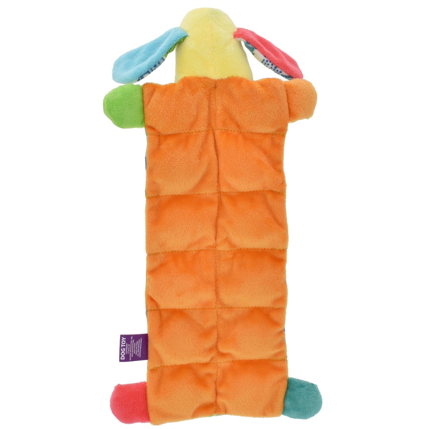 Smiling Loofa Mat Plush Dog Toy, 12 Inches Long, 13 Squeakers