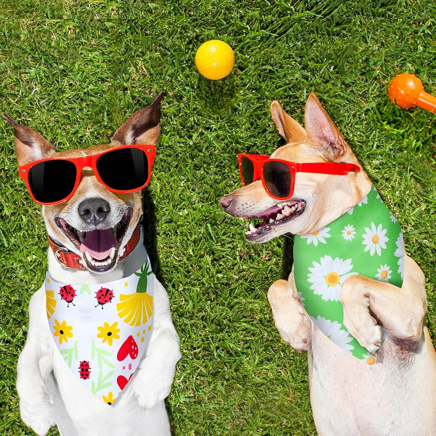 8 Pieces Dog Bandanas for Summer Flower Print Triangle Bibs Floral Puppy Scarf Kerchief Accessories for Dogs Cats Pets(L, Summer Flower)