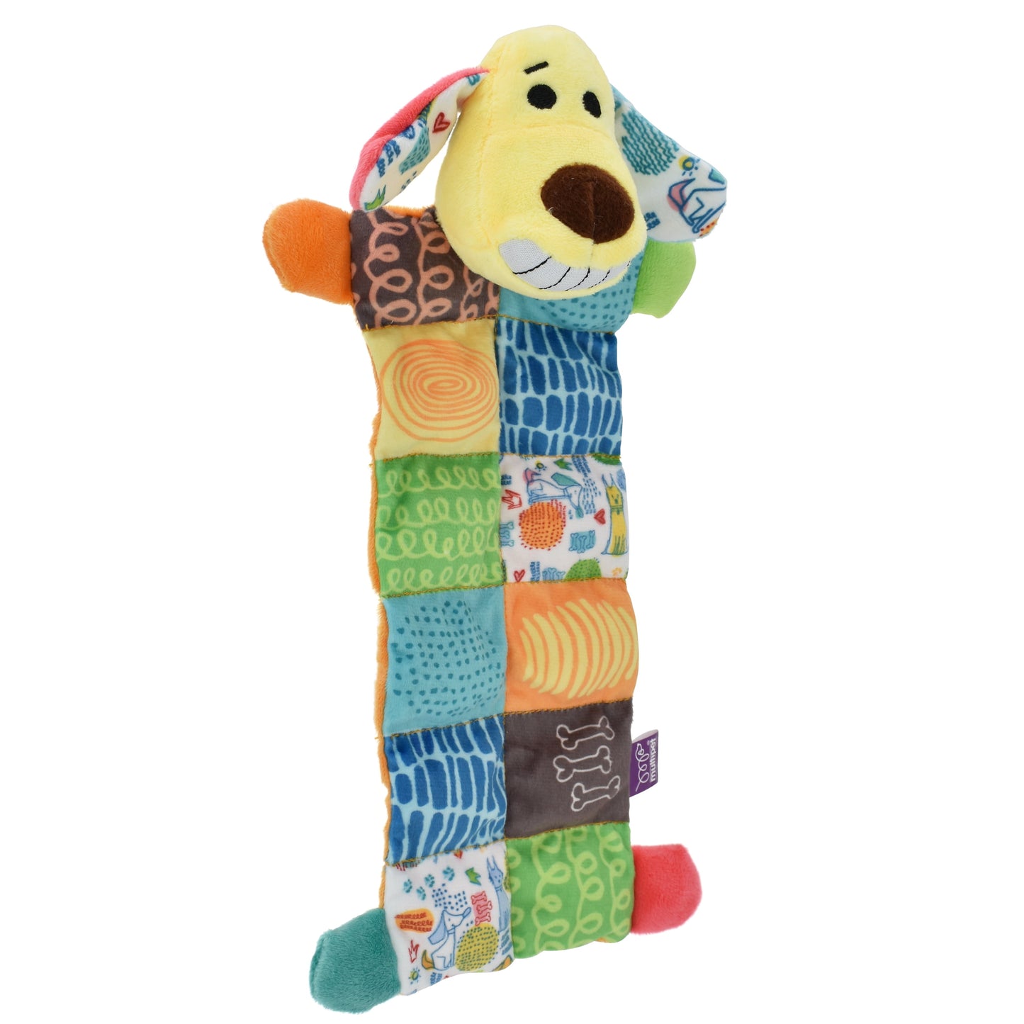 Smiling Loofa Mat Plush Dog Toy, 12 Inches Long, 13 Squeakers