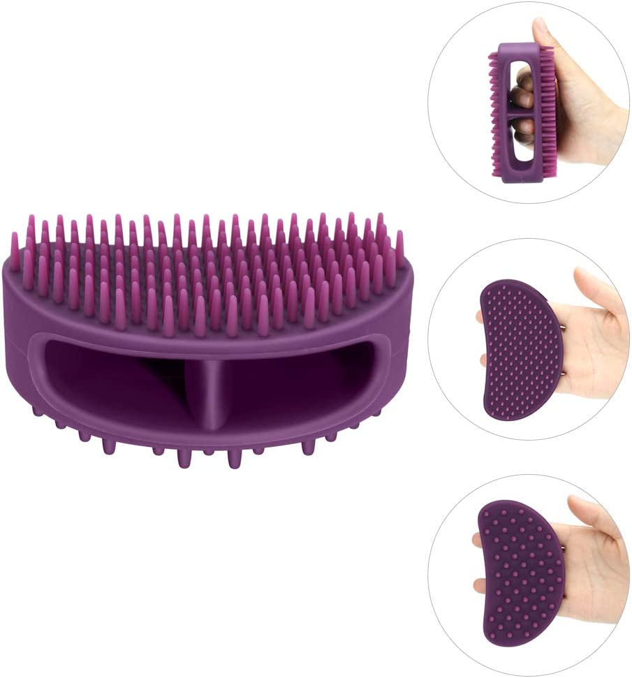 Dog Brush & Cat Brush, Soft Silicone Dog & Cat Grooming Brush, Pet Bath & Massage Brush for Cats and Dogs with Short or Long Hair, Cat Slicker Shedding Hair Brush Purple