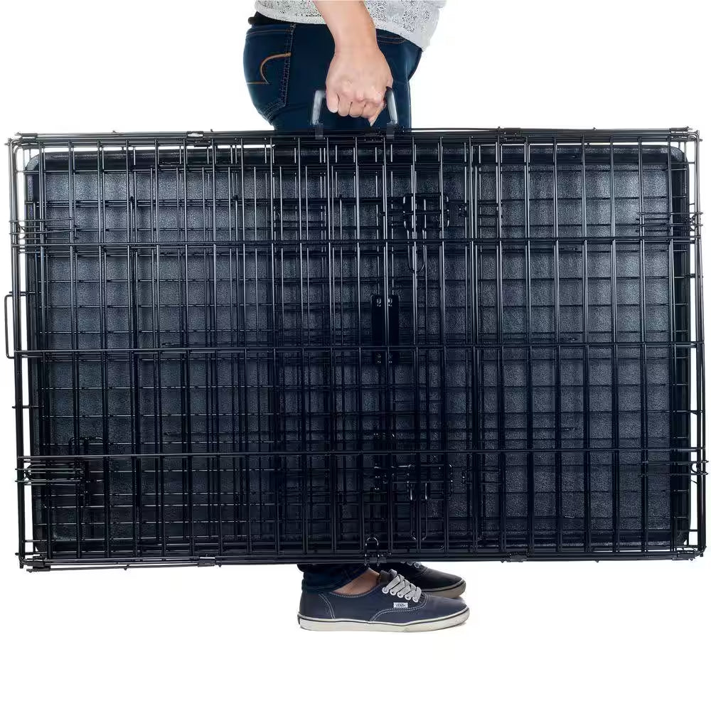 42 In. X 28 In. Foldable Dog Crate Cage with 2 Door
