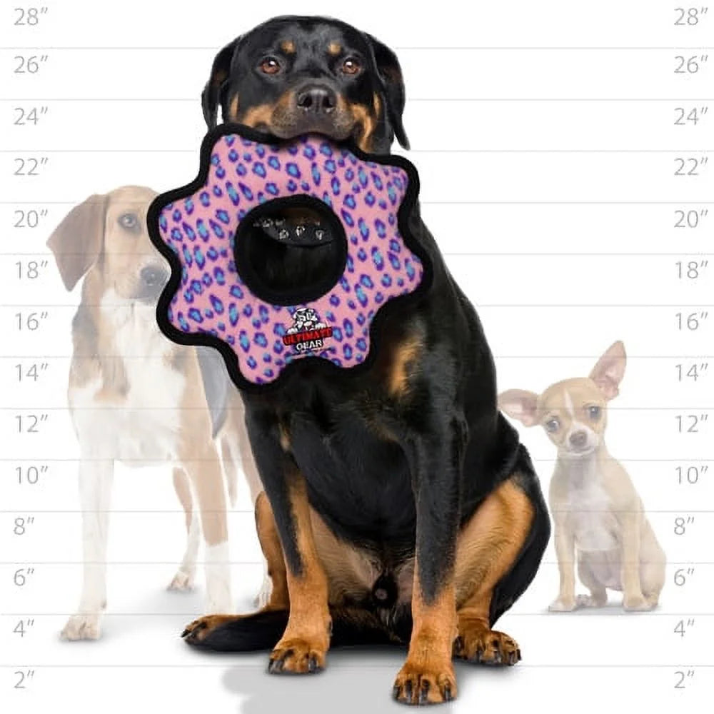Ultimate Gear Ring Pink Leopard Durable Plush Squeaky Dog Toy
