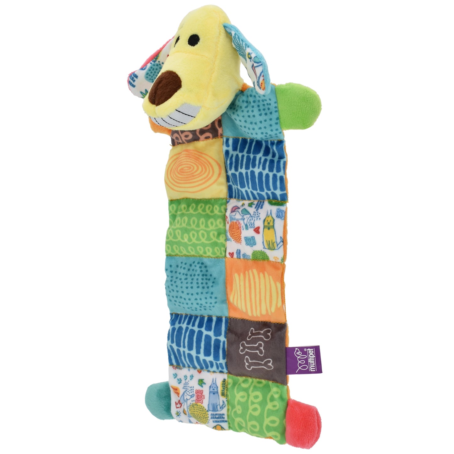 Smiling Loofa Mat Plush Dog Toy, 12 Inches Long, 13 Squeakers