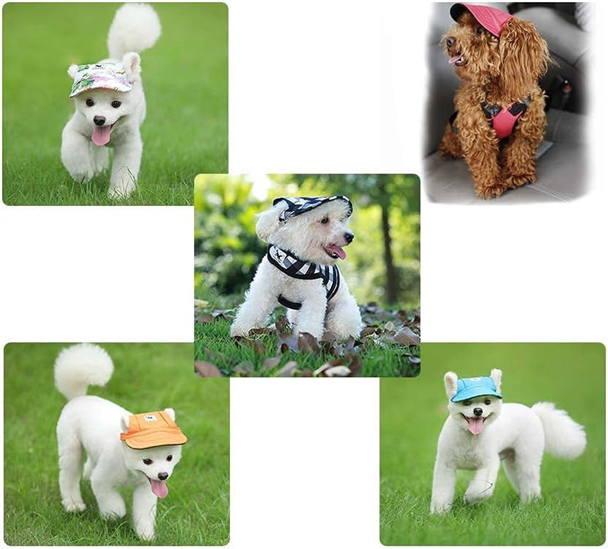Baseball Caps Hats with Neck Strap Adjustable Comfortable Ear Holes for Small Medium and Large Dogs in Outdoor Sun Protection (M, Blue)