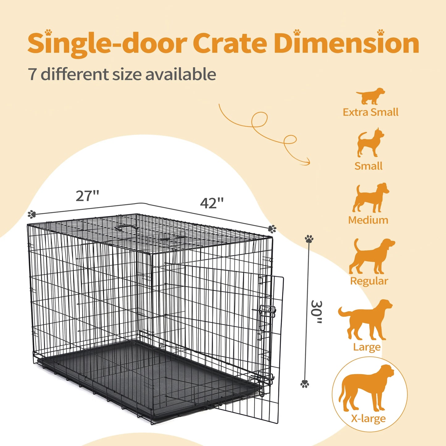Max&Marlow 42Inch Single-Door Dog Crate, Foldable Metal Wire Dog Kennel with Tray for Large Dogs