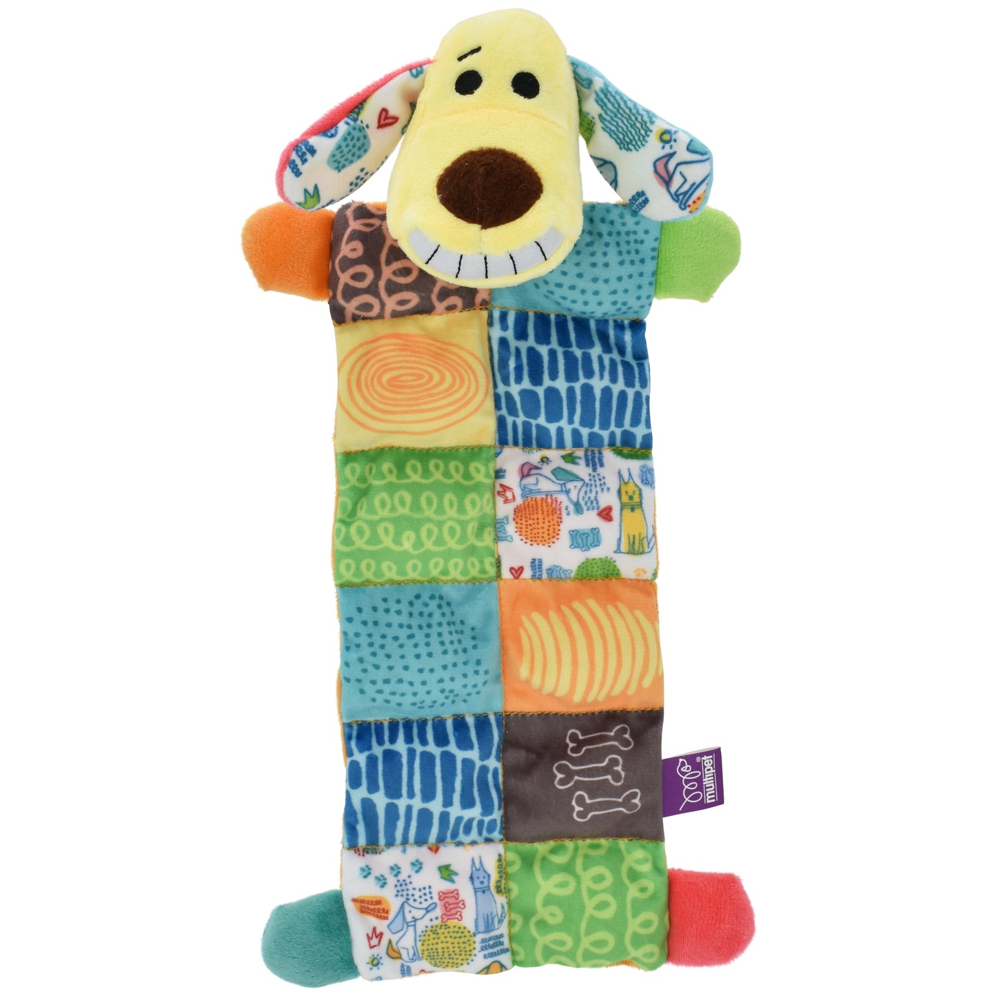 Smiling Loofa Mat Plush Dog Toy, 12 Inches Long, 13 Squeakers