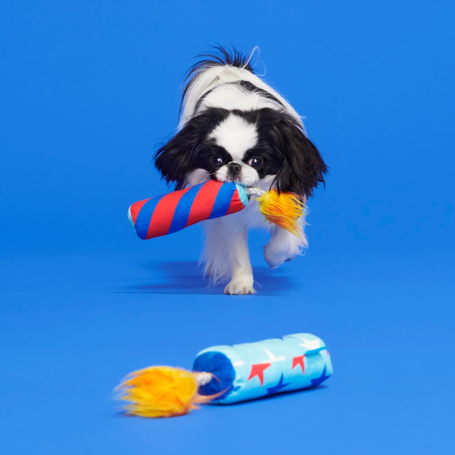 Pup-Pup Fireworks - 2 Yankee Doodle Dog Toys, XS-S Dogs, with T-Shirt Rope Great for Tug-O-War
