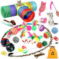 32 Pcs Cat Toys Kitten Toys, Interactive Variety Catnip Toys with Collapsible Rainbow Tunnel, Cat Feather Teaser Crinkle Balls Spring Toy for Cat, Kitty, Puppy