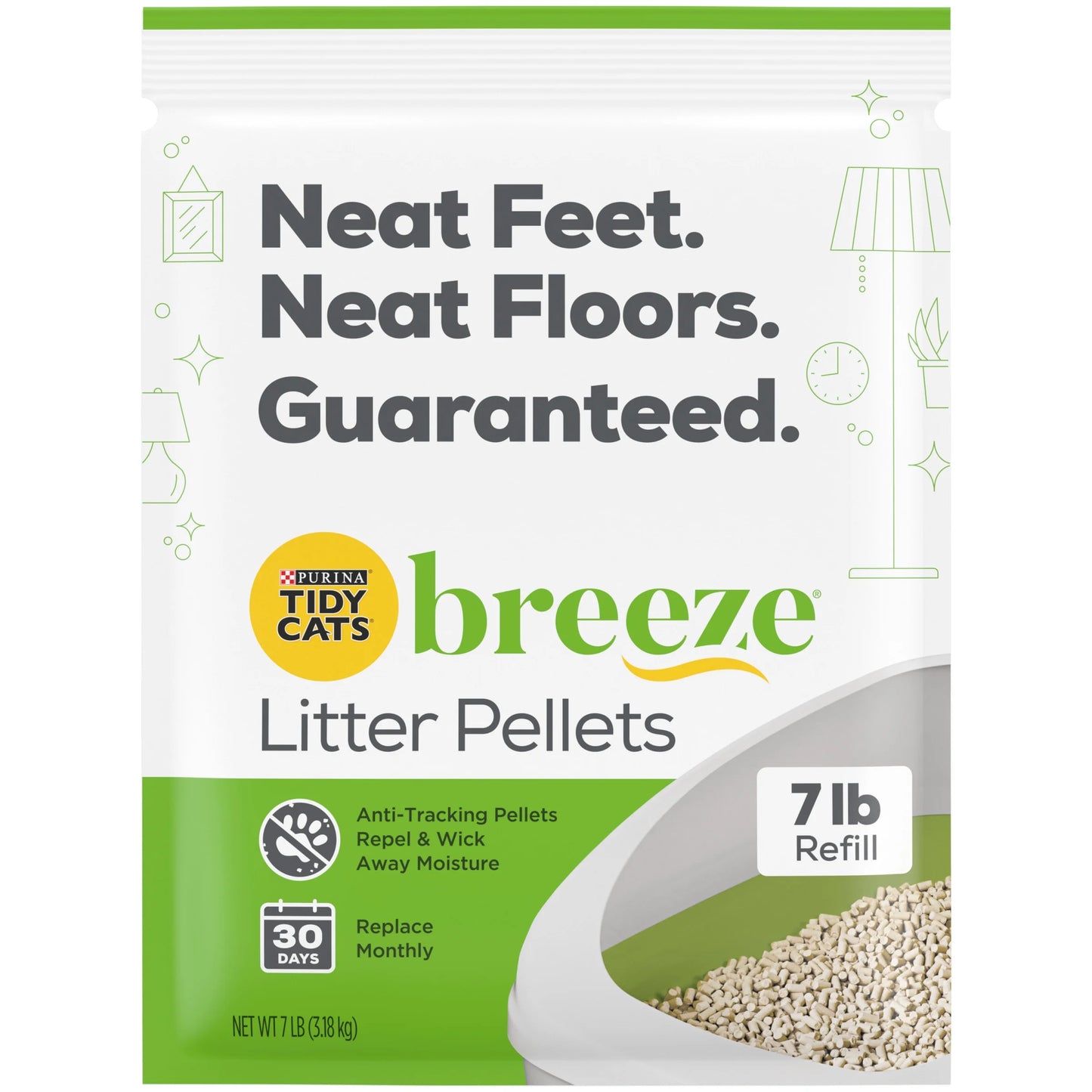 (4 Pack)  Tidy Cats Breeze Non Clumping Cat Litter Pellets, Low Dust, Odor Control, 7 Lb. Pouch