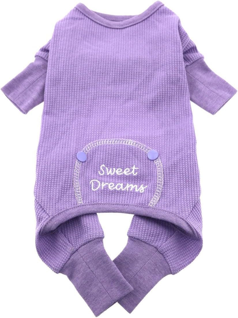 Sweet Dreams Thermal Cotton Pajamas for Dogs by M (16"-19" Girth; 13"-16" Neck), Lilac