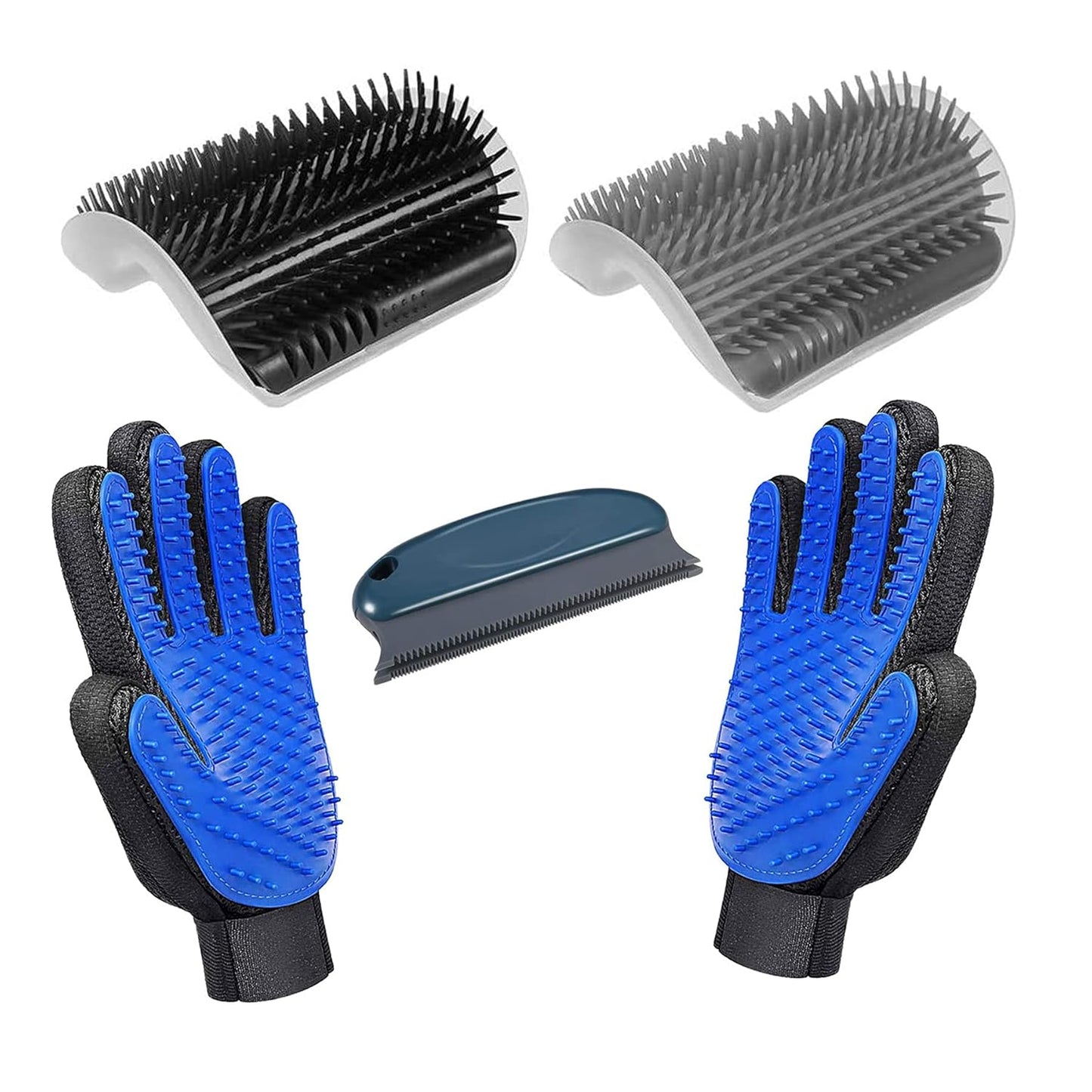 5-in-1 Cat Grooming Set – Massage Combs, Hair Removal Brushes & Pet Mitts for Shedding Control