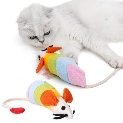 Furry Mice Cat Toys, Rattling Catnip Toys Mice, 7” Colored Catnip Toy with Sound, Catnip Prefilled Cat Mice Toy for Indoor Cats Kitten Interactive Play Fetch