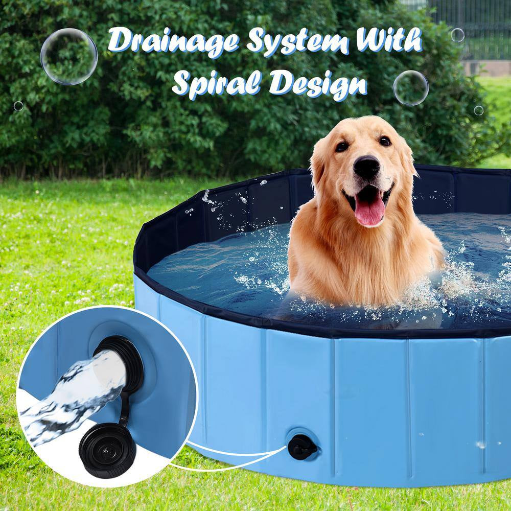 63 Ft. Ft. Blue Indoor Outdoor Portable Leakproof Foldable Dog Pet Pool Kiddie Bathing Tub