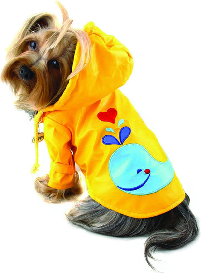 Dog/Puppy Splashing Whale Waterproof Jacket/Raincoat/Rain Gear/Rainwear with Cotton Lining for Small Breeds (X-Large)