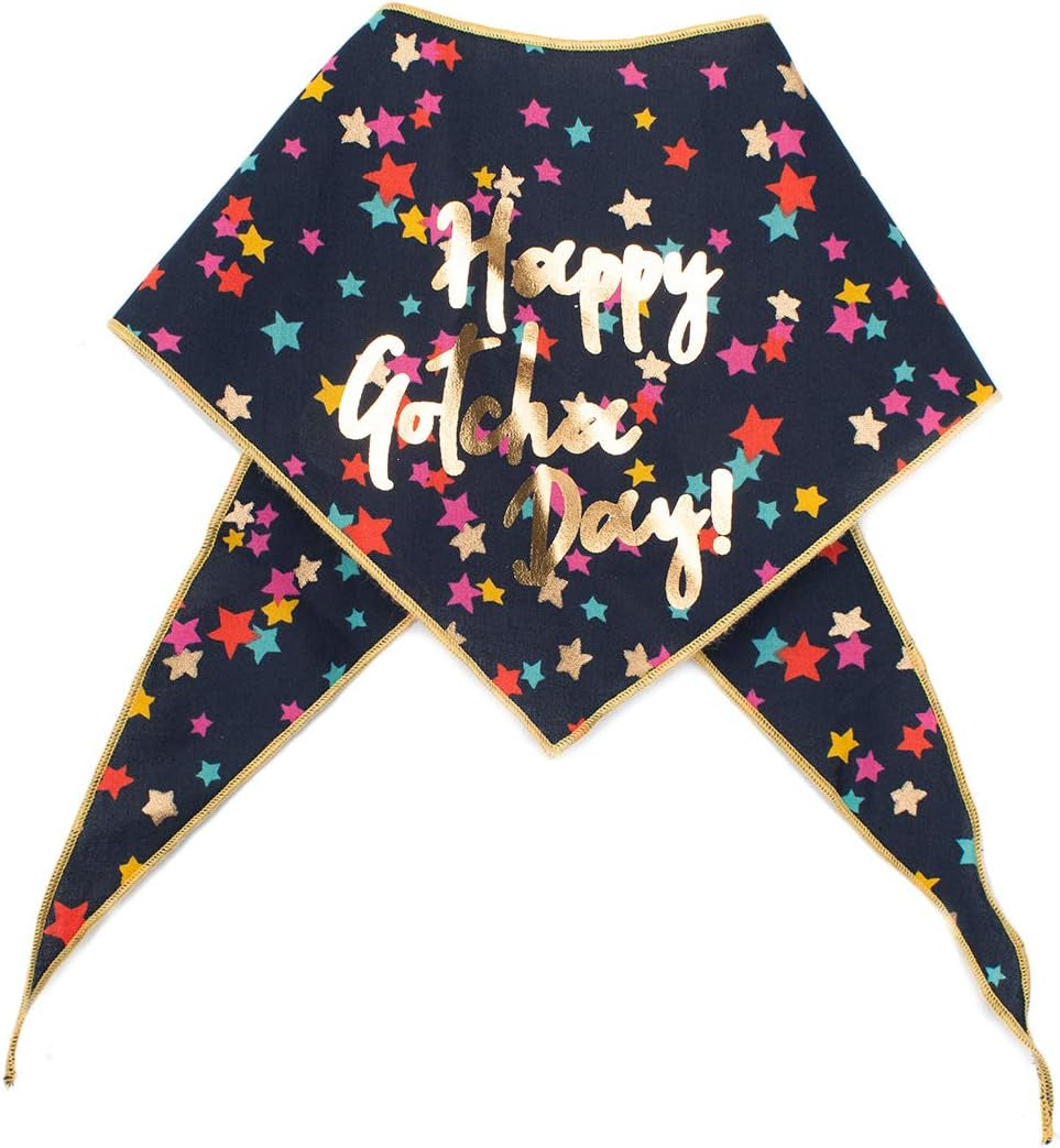 Happy Birthday Dog Bandana Happy Gotcha Day Design Fits Medium to Large Sized Dogs - 100% Cotton