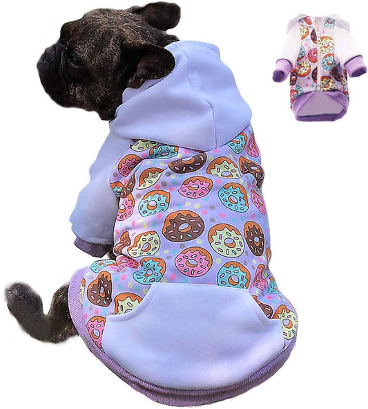 Purple Puppy Dog Hoodies for Small Medium Dogs,Christmas Hooded Sweatshirt Hoodies with Pocket Pet Cat Hoody Clothes Sweaters Fleece Coat Hoodies Dog Costume Winter