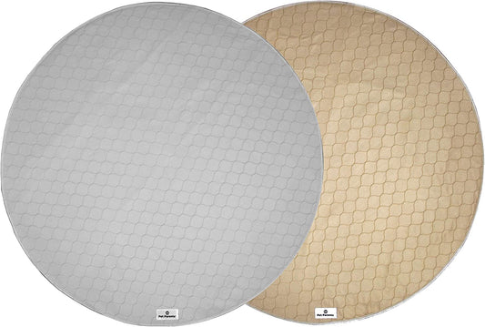 Pawtect® Premium Washable Puppy Pads (2-Pack) – Waterproof & Reusable Pee Pads for Dogs, Ideal for Whelping & Training (48” Round, Tan/Grey)