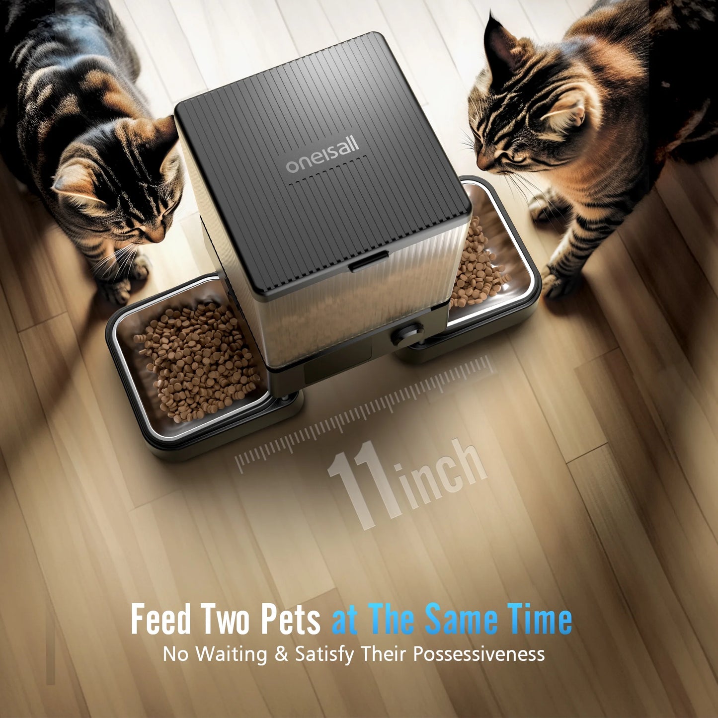 5L/20 Cups Automatic Cat Dog Feeder with 5G Wifi & APP Control, PFD-002 PRO Double Bowl Cat Food Dispenser with 1 Desiccant Bag, Timed Automatic Pet Feeder for 2 Cats/2 Small Dogs - Black