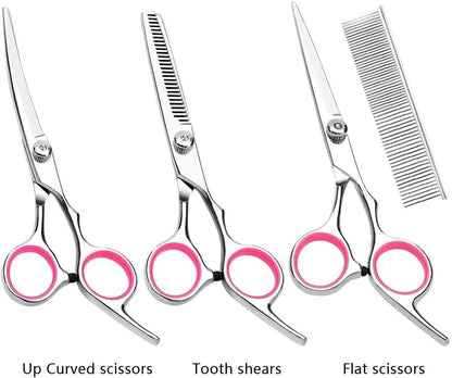 Pet Dog Grooming Scissors Stainless Straight Curved Thinning Shears Trimmer Kits