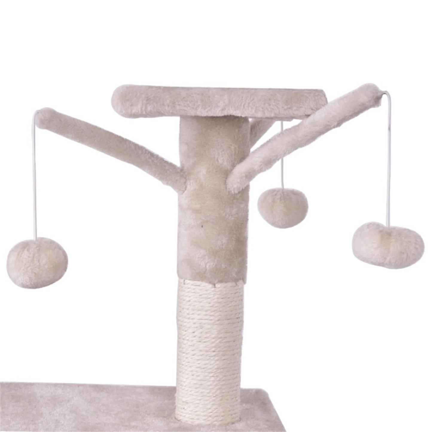 56" Cat Tree Tower for Indoor Cats with Ladder, Scratching Posts Cat Condo for Multiple Cats Jump Platform Cat Furniture Activity Center, Beige