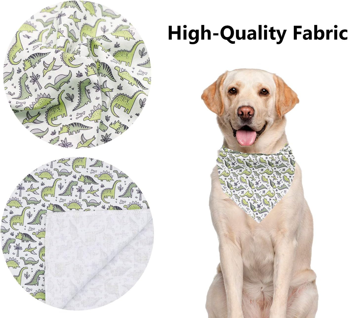 Dog Bandana, Cotton Dog Bandanas Dog Triangle Bibs Scarf for Small to Large Dogs and Cats (Large, Dinosaur)