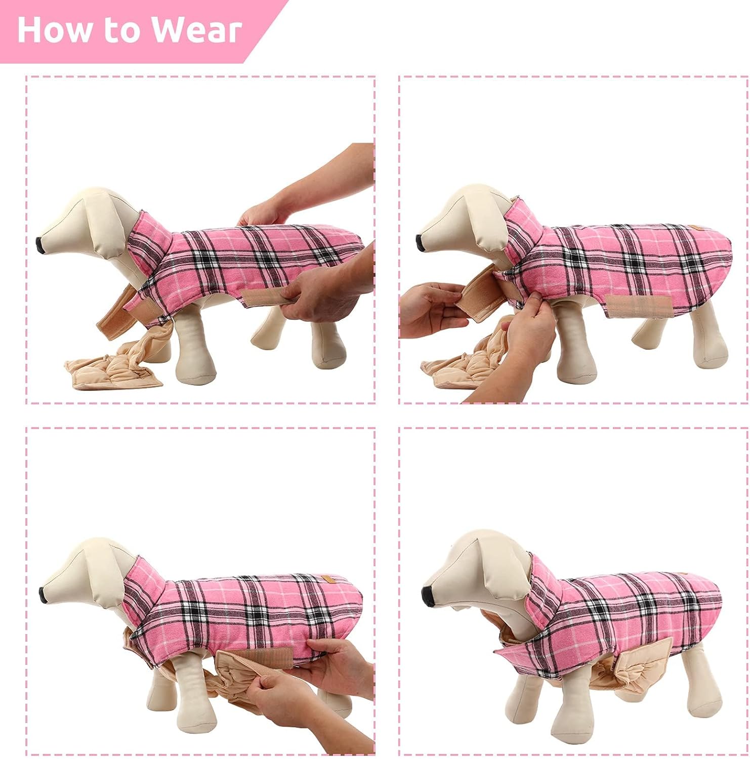 Reversible Dog Coat - Windproof & Waterproof Winter Jacket, British Style Plaid, Warm Dog Vest for Small to Large Dogs