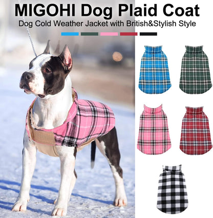 Reversible Dog Coat - Windproof & Waterproof Winter Jacket, British Style Plaid, Warm Dog Vest for Small to Large Dogs