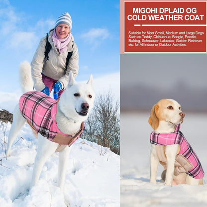 Reversible Dog Coat - Windproof & Waterproof Winter Jacket, British Style Plaid, Warm Dog Vest for Small to Large Dogs