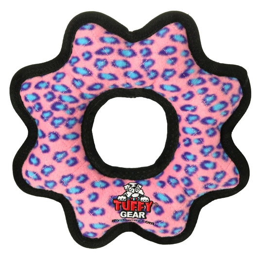 Ultimate Gear Ring Pink Leopard Durable Plush Squeaky Dog Toy