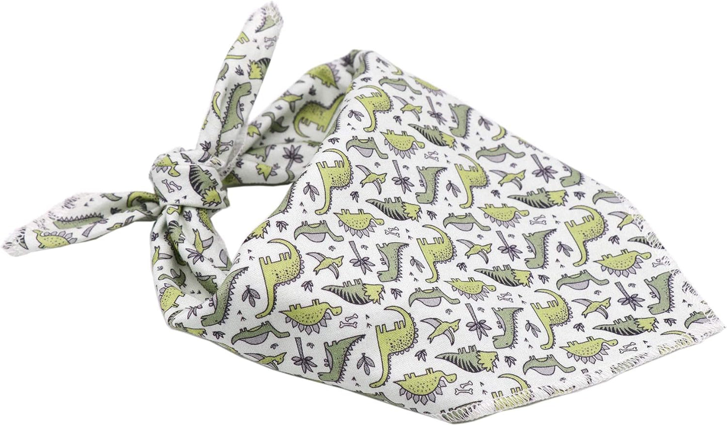 Dog Bandana, Cotton Dog Bandanas Dog Triangle Bibs Scarf for Small to Large Dogs and Cats (Large, Dinosaur)