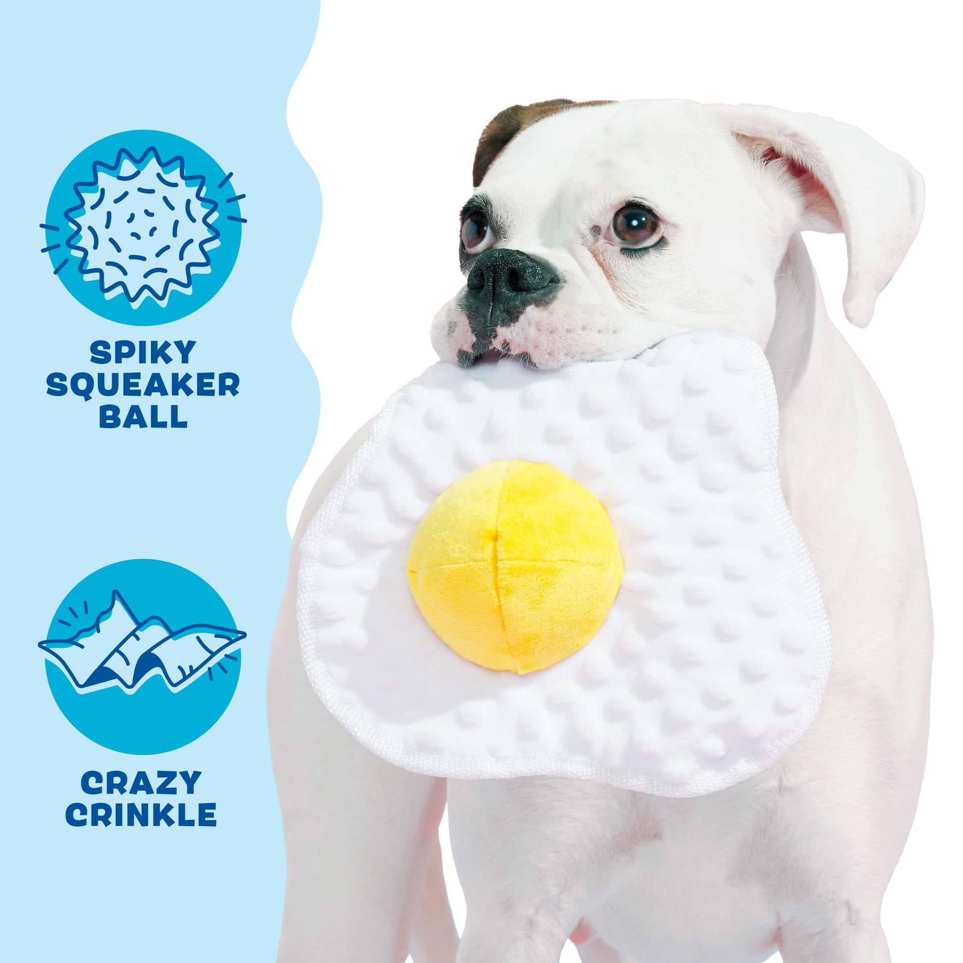 Puppy Side up Egg Dog Toy with Squeaker for Small and Medium Dog Sizes