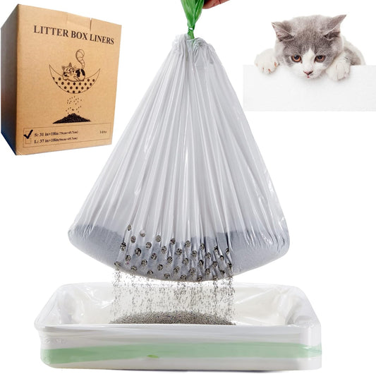 Cats Sifting Litter Box Liners Thick 2mm, Jumbo Disposable Waste Litter Bags Litter Tray Liners